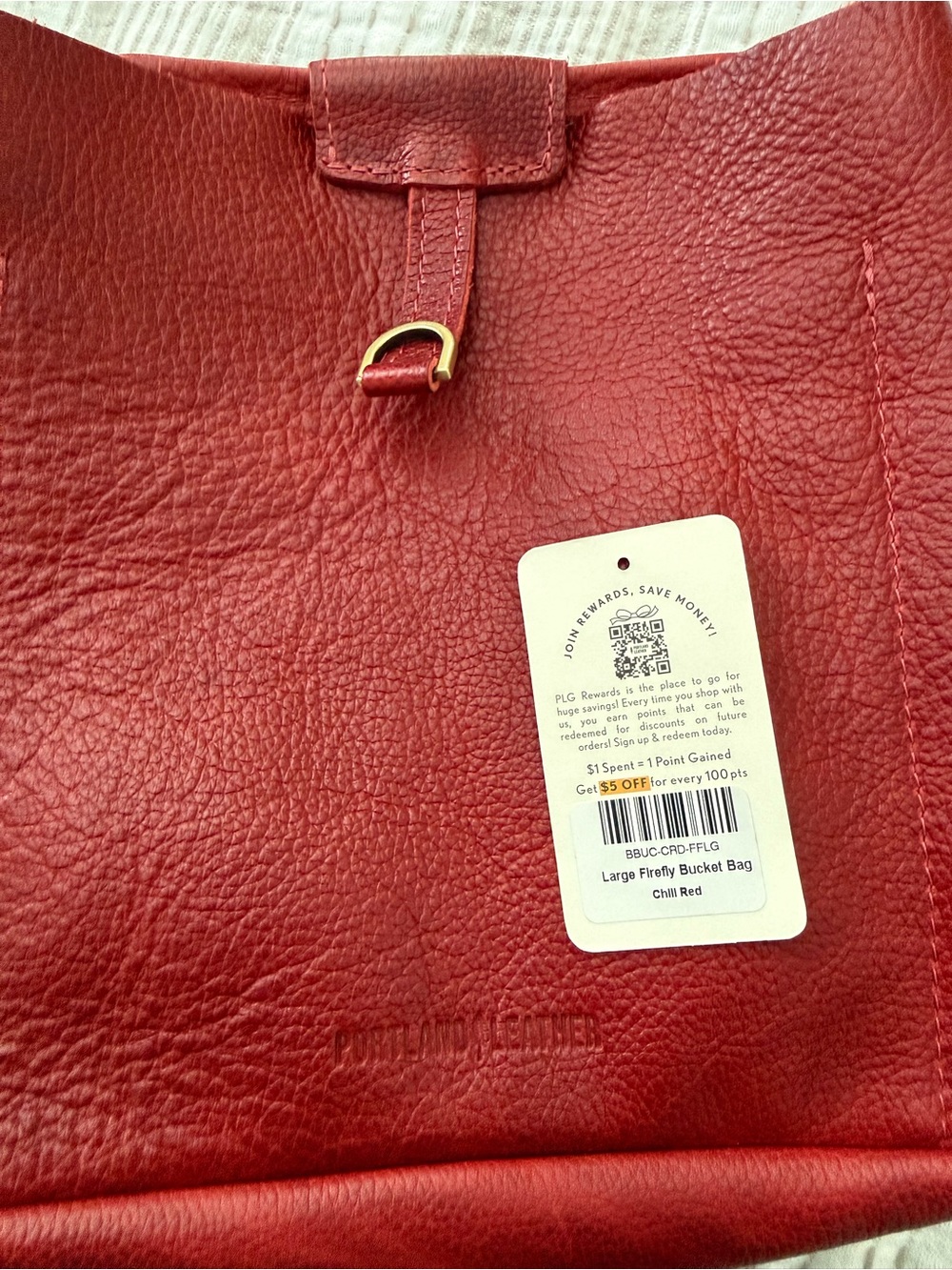PORTLAND Leather Goods chili red firefly bucket bag - Picture 9 of 13